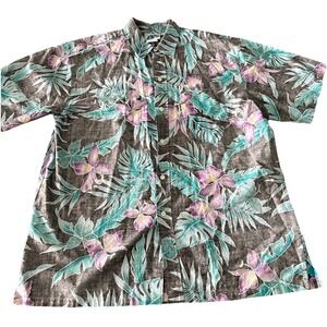 Vintage The Mens Store At Sears Floral HAWAIIAN Button Up Shirt Sz XL USA Made